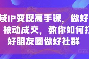 私域IP变现高手课，做好私域，被动成交，教你如何打造好朋友圈做好社群