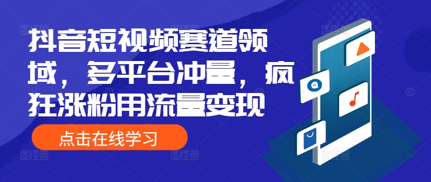 抖音短视频赛道领域，多平台冲量，疯狂涨粉用流量变现