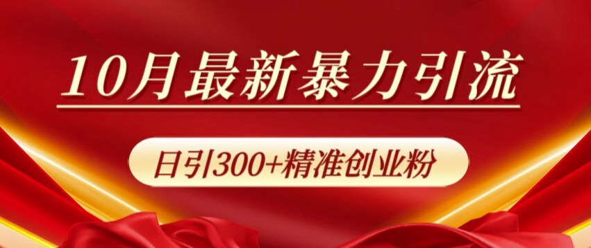 10月最新暴力引流，私域完美闭环，日引300+精准创业粉【揭秘】