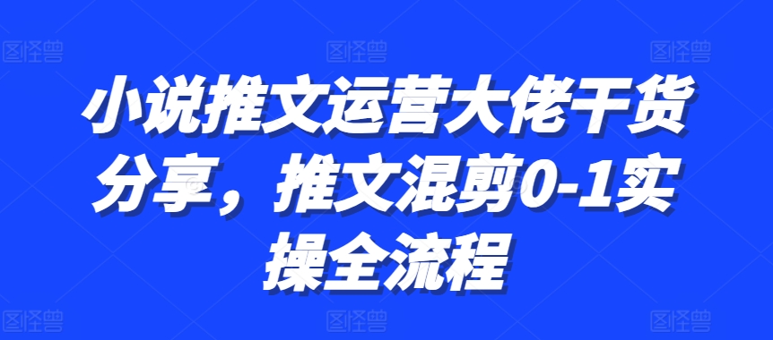 小说推文运营大佬干货分享，推文混剪0-1实操全流程