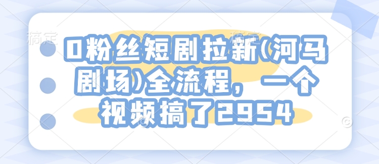 0粉丝短剧拉新(河马剧场)全流程，一个视频搞了2954bbb