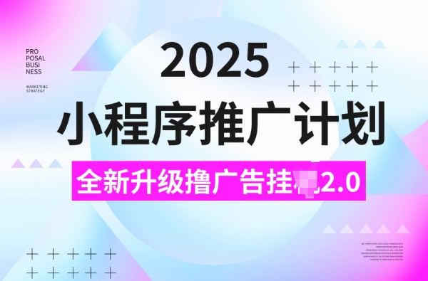 2025小程序推广计划，撸广告挂JI3.0玩法，日均5张【揭秘】bbb