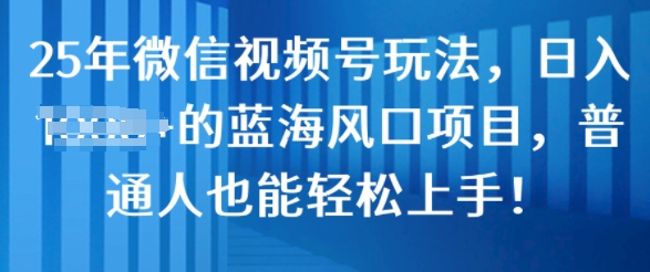 25年微信视频号玩法，日入几张的蓝海风口项目，普通人也能轻松上手!bbb