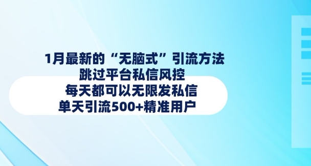 1月最新的无脑式引流方法，跳过平台私信风控，每天都可以无限发私信，单天引流500+精准用户bbb